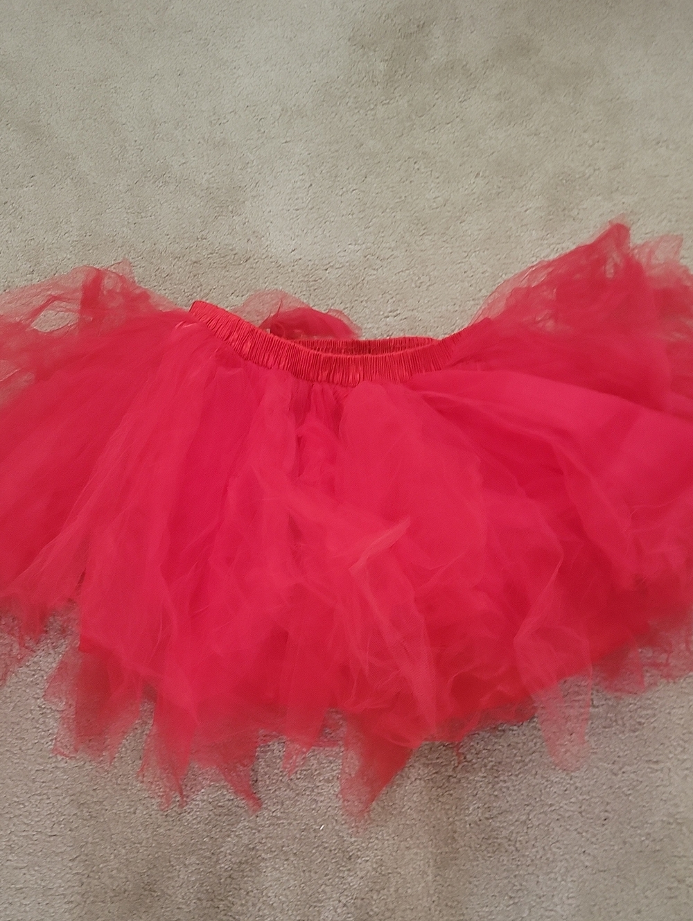 Red Tulle Skirt with Elastic Waist